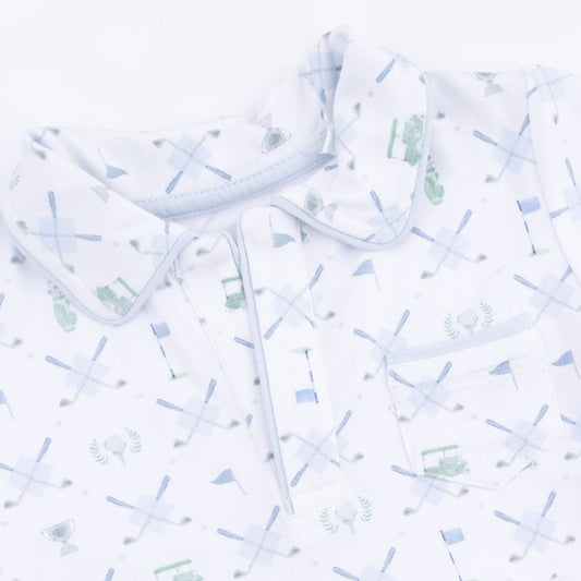 Golf Trellis Polo and Casual Short Set in Blue