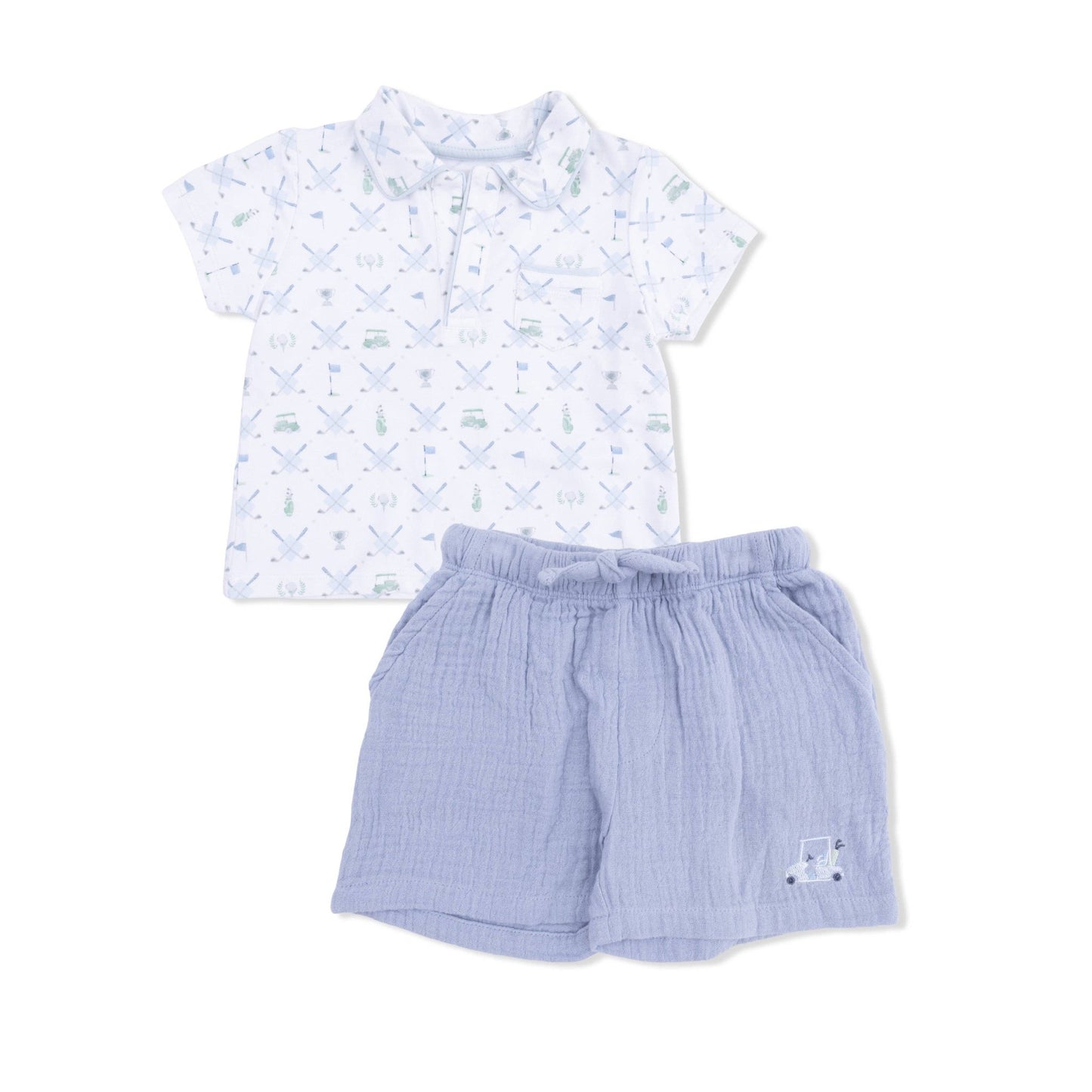 Golf Trellis Polo and Casual Short Set in Blue