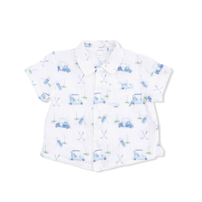 Baby Golf Carts Polo and Casual Short Set in Blue