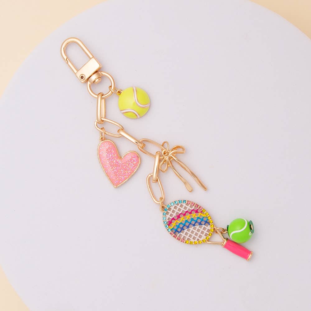 Gameday Tennis Charm Keychain