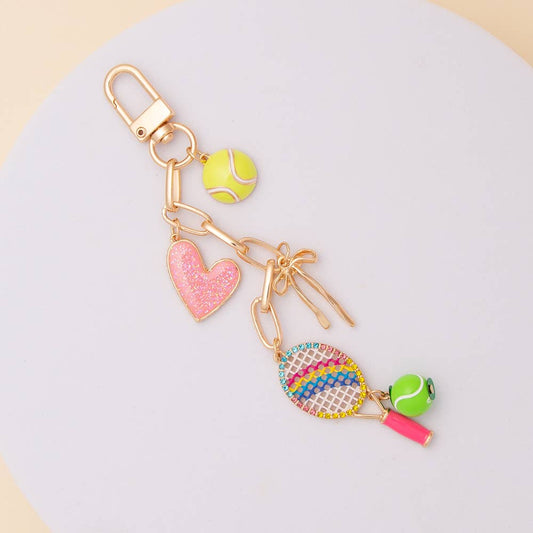 Gameday Tennis Charm Keychain