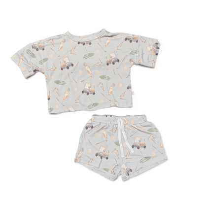 Dusty Blue Bamboo Golf Short Set