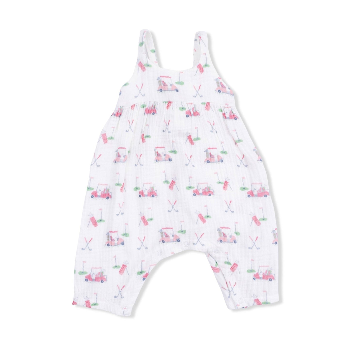 Baby Golf Carts Tie Back Romper in Pink