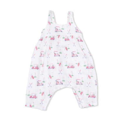 Baby Golf Carts Tie Back Romper in Pink