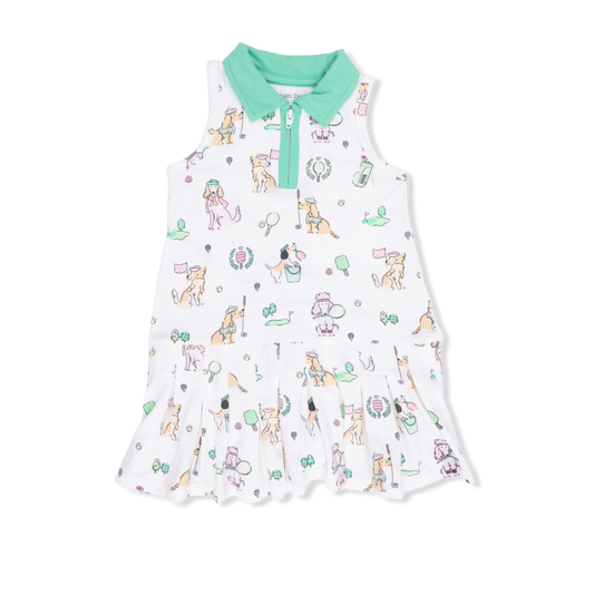 Country Club Dogs Tennis Dress Set in Pink