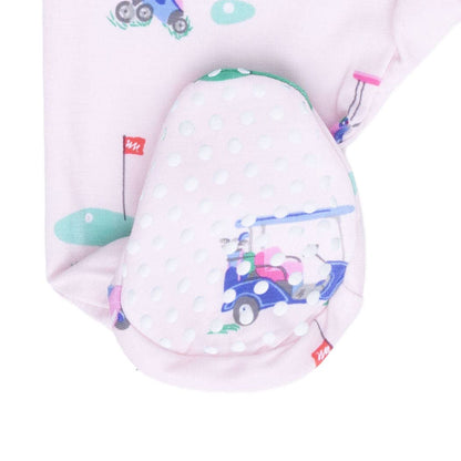 Vintage Golf Carts Ruffle Footie in Pink