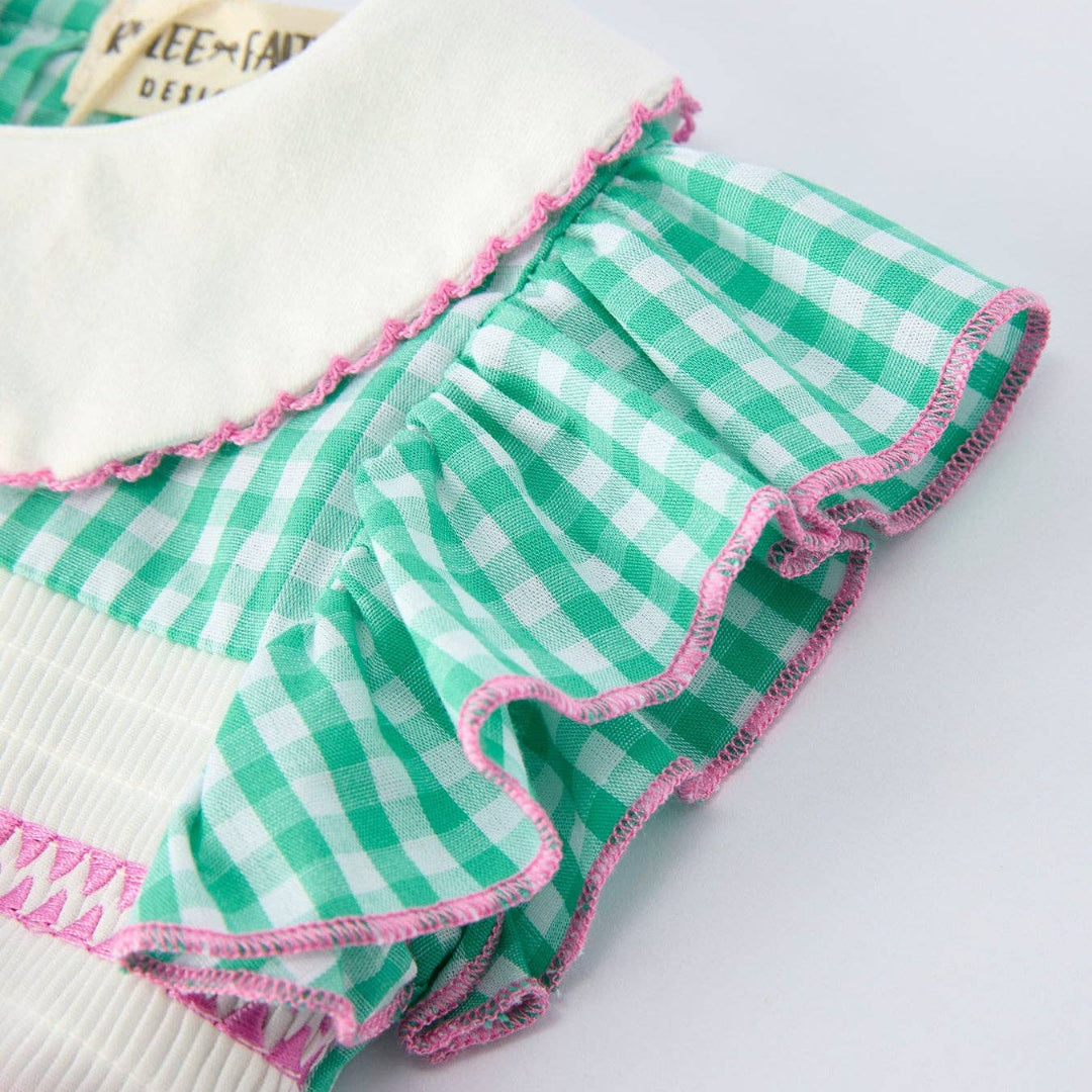 Pickle Ball Smocked Bow Baby Romper