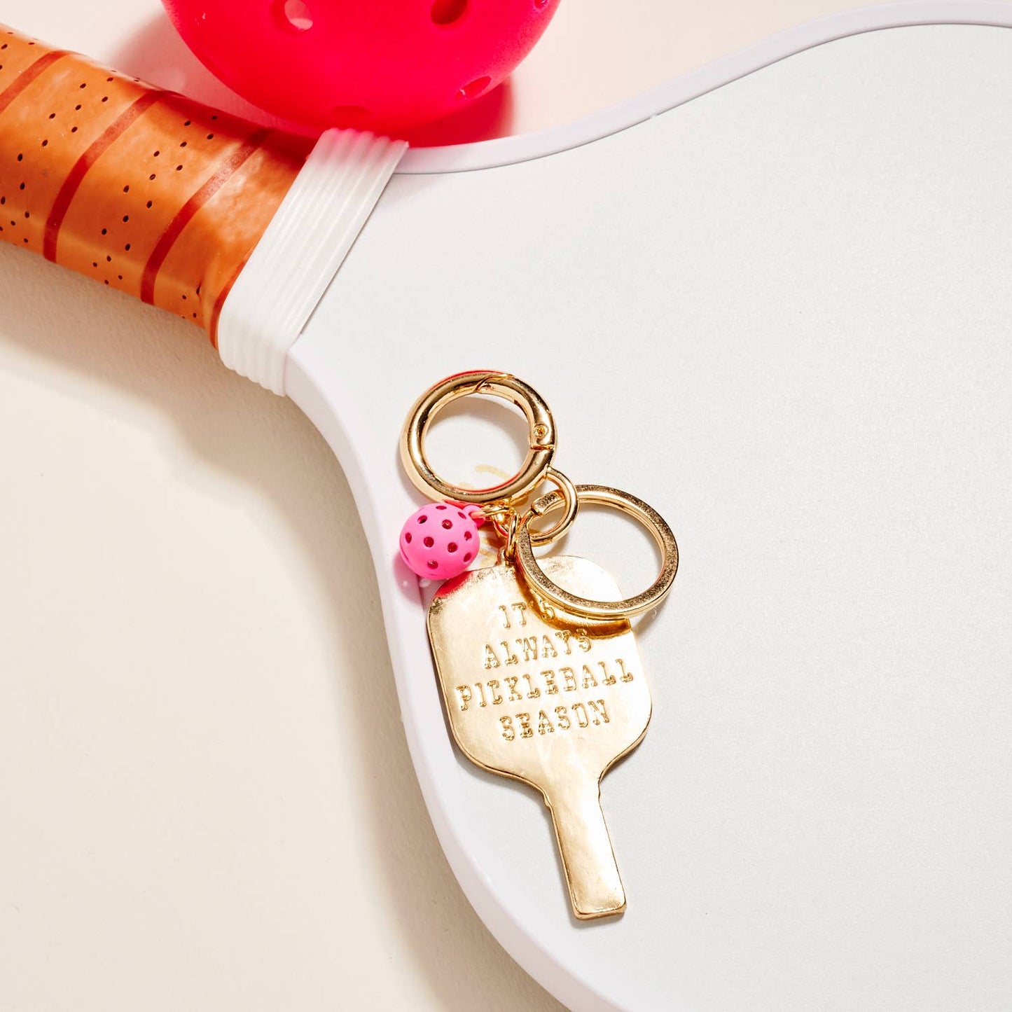 Pickleball Floral Enamel Keychain