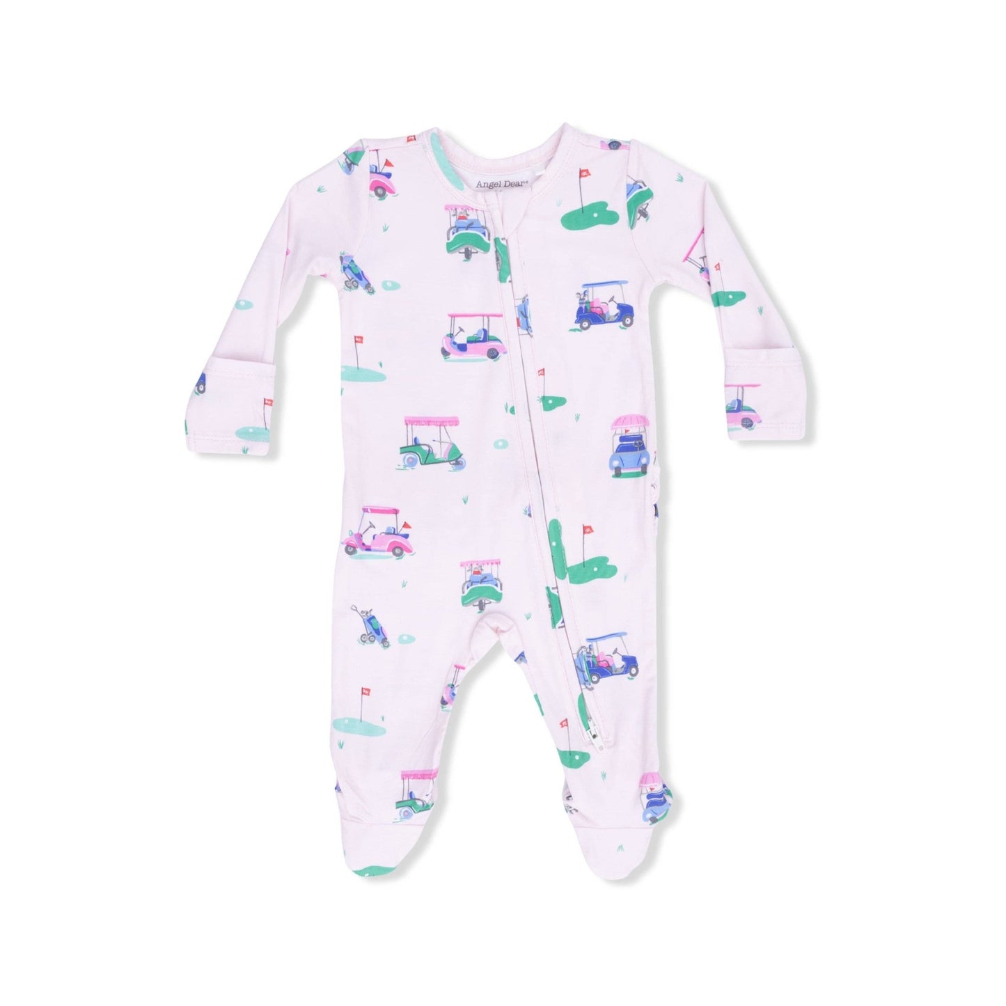 Vintage Golf Carts Ruffle Footie in Pink