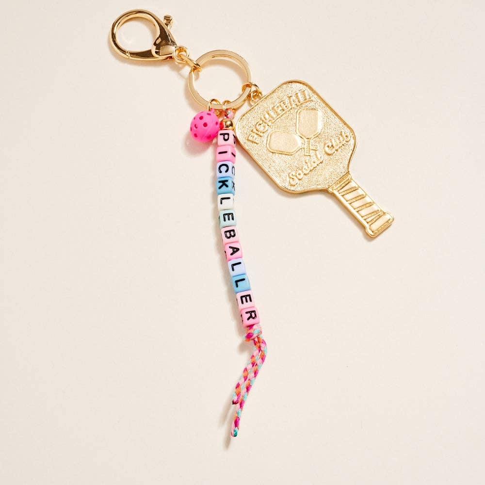 Pickleballer Beaded Bag Charm