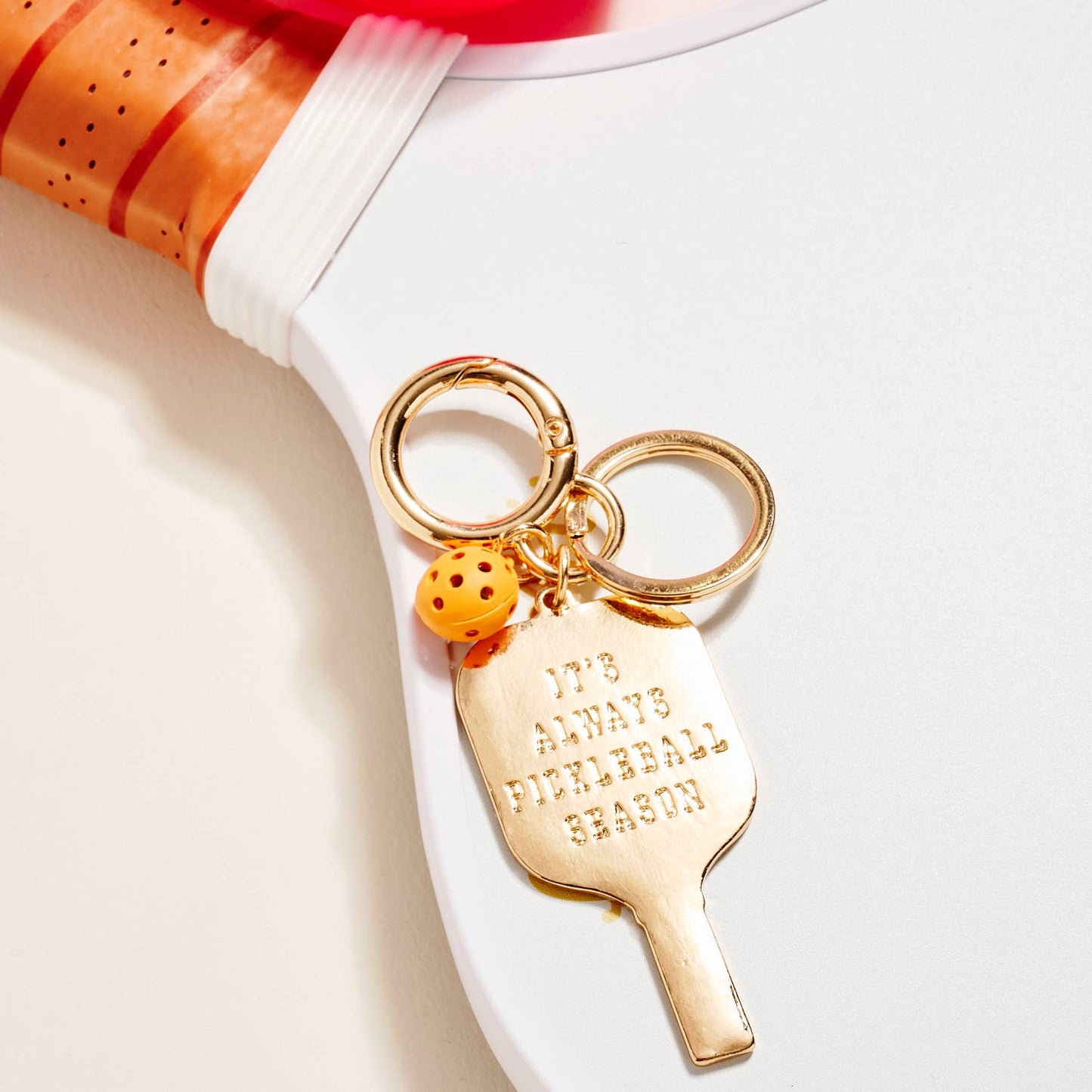 Pickleball Floral Enamel Keychain