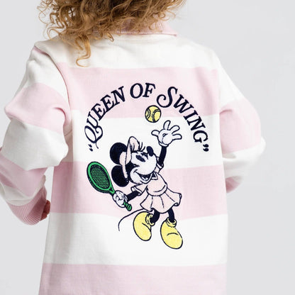 Quarter Zip Tennis Sweatshirt in Pink Stripe