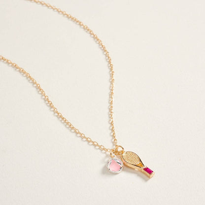 Tennis Racket and Ball Charm Necklace