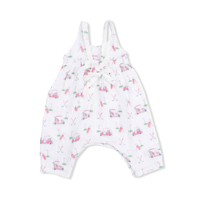 Baby Golf Carts Tie Back Romper in Pink