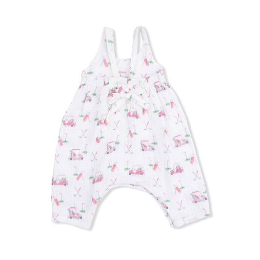 Baby Golf Carts Tie Back Romper in Pink