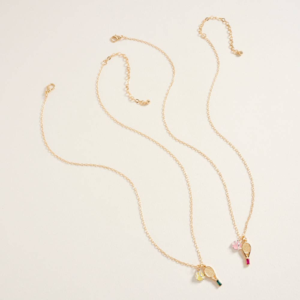 Tennis Racket and Ball Charm Necklace