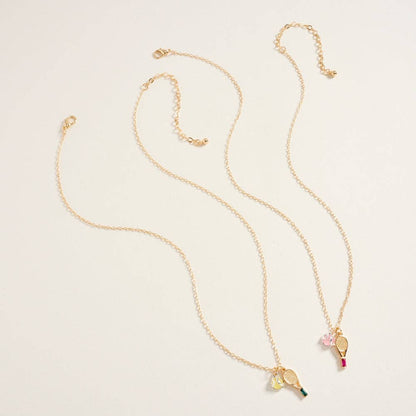 Tennis Racket and Ball Charm Necklace