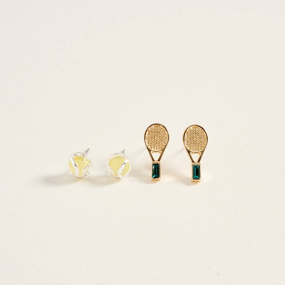 Tennis Ball and Racket Earring Set
