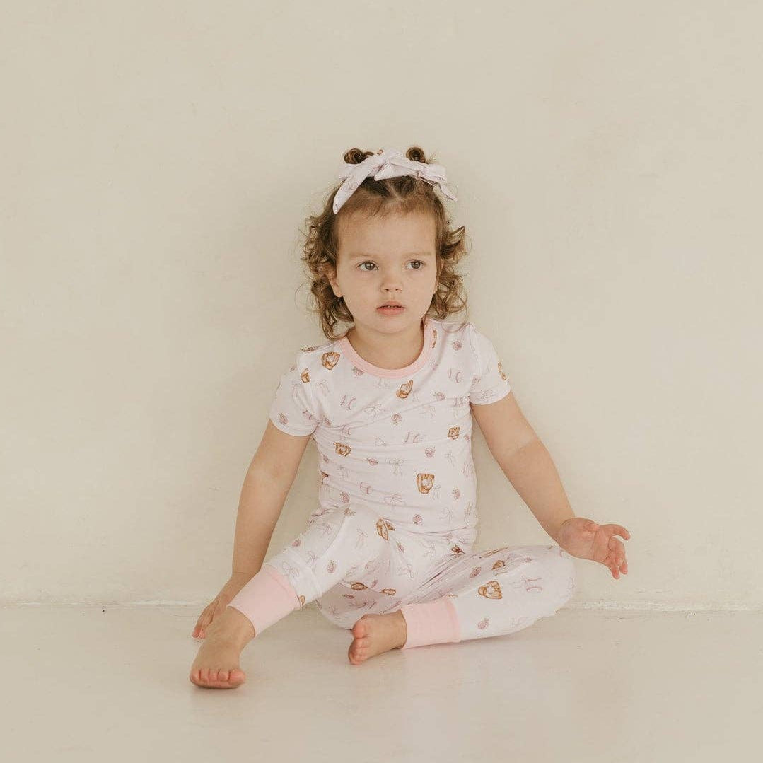 Pink Baseball Bamboo Short Sleeve Pajamas