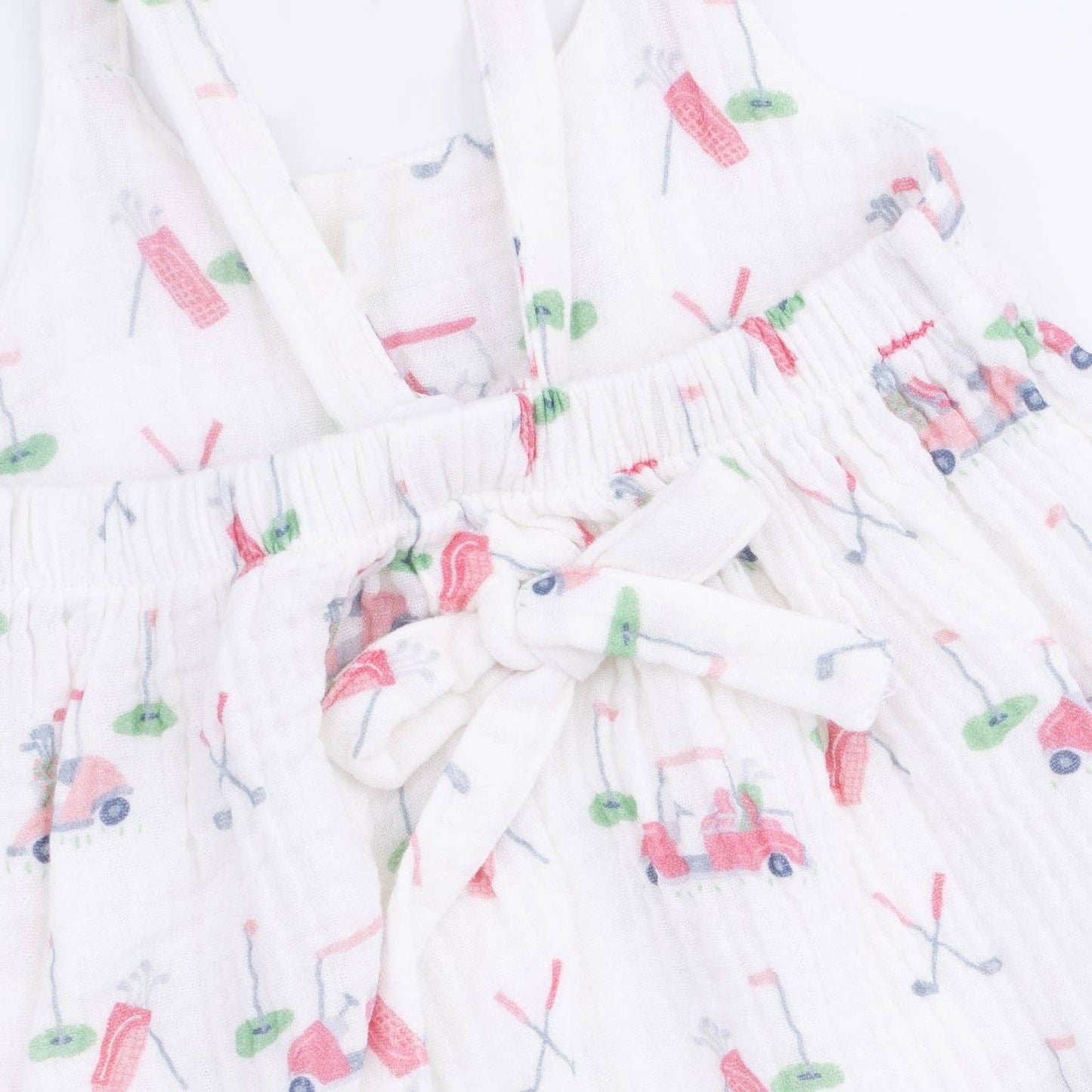 Baby Golf Carts Tie Back Romper in Pink