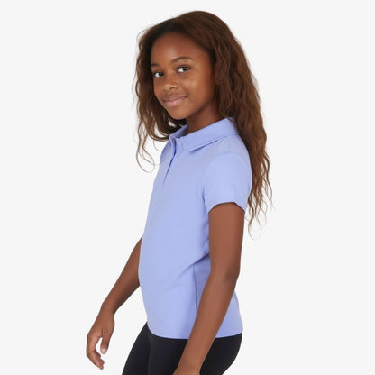 Girls Lux Short Sleeve Polo in Sweet Lavender side view