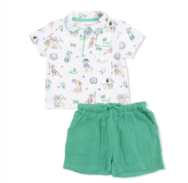 Country Club Dogs Polo Short Set in Neutral