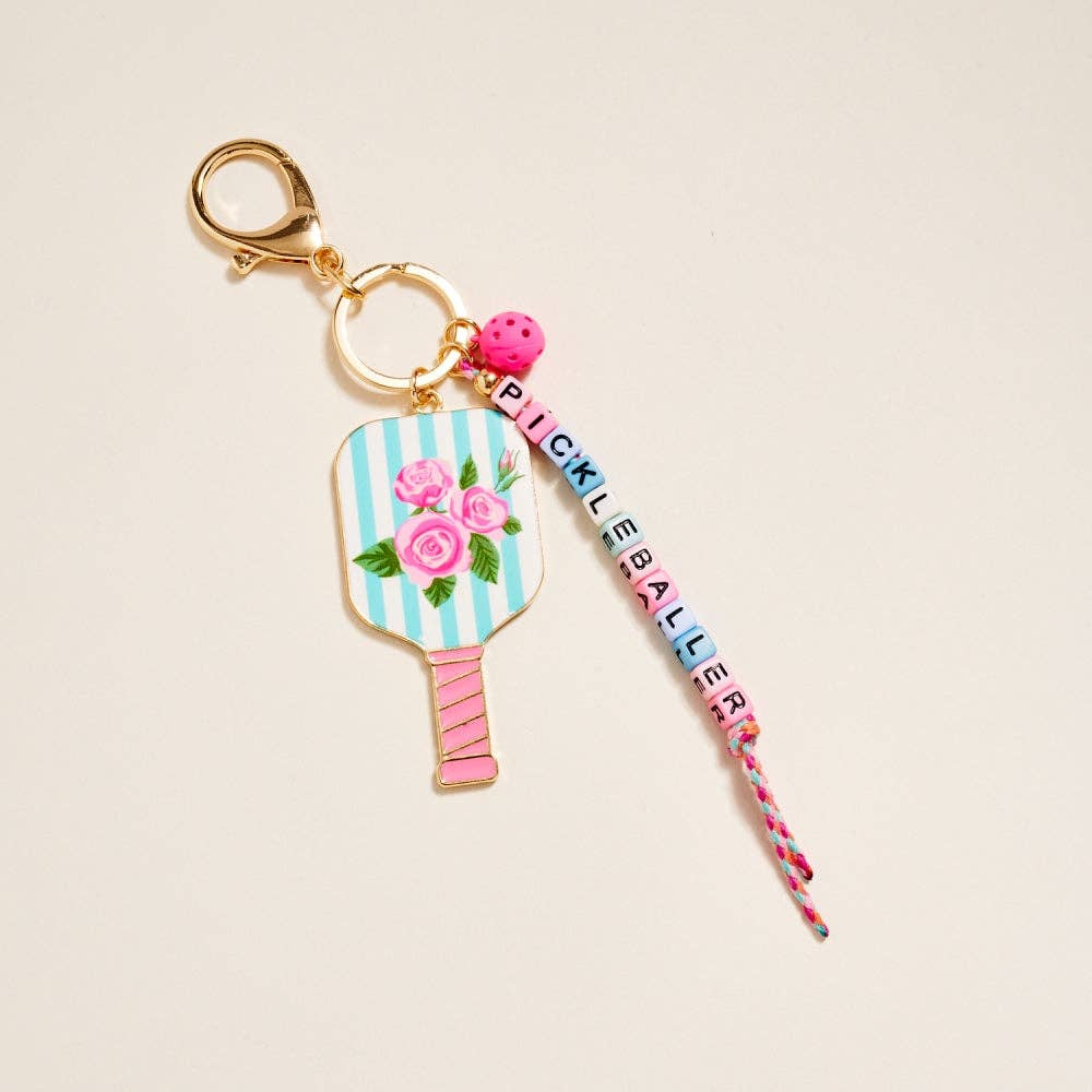 Pickleballer Beaded Bag Charm