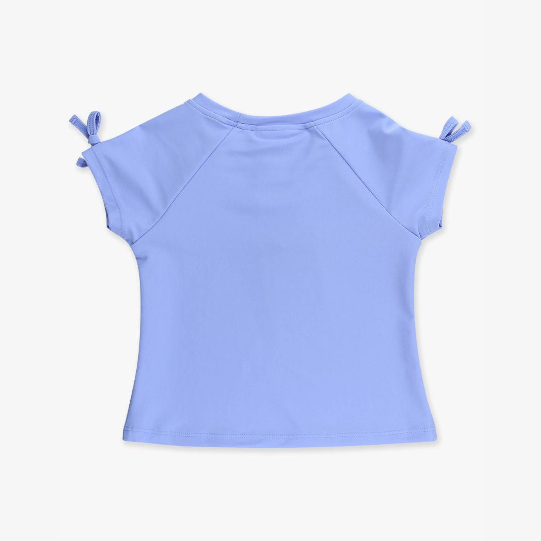 Girls performance raglan with bow detail shirt back view with short sleeves and bow accents