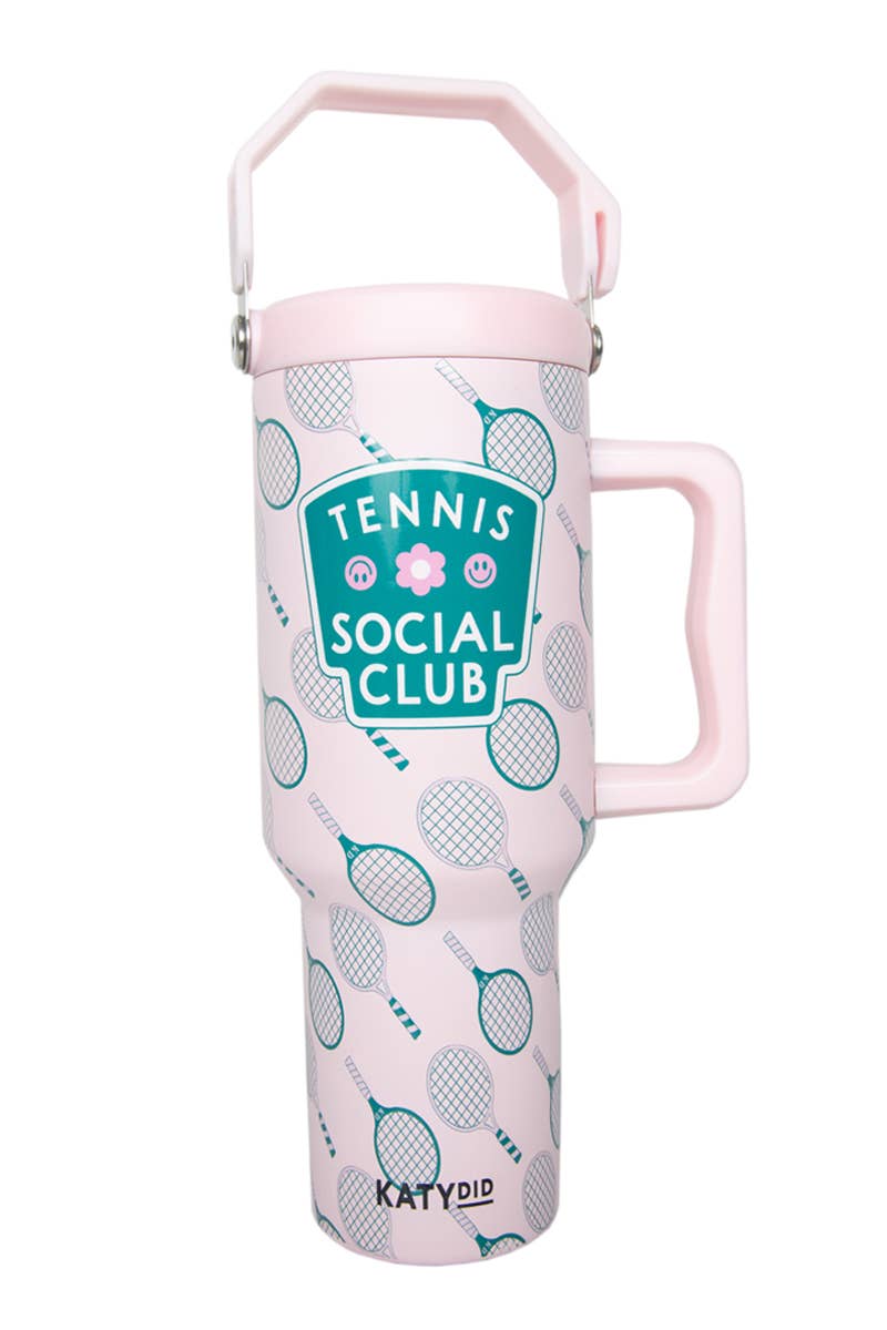 Tennis Social Club 38 Oz Tumbler with Lid Handle