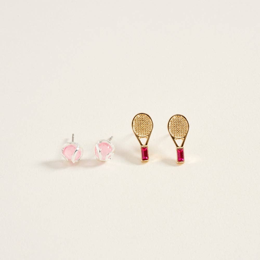 Tennis Ball and Racket Earring Set