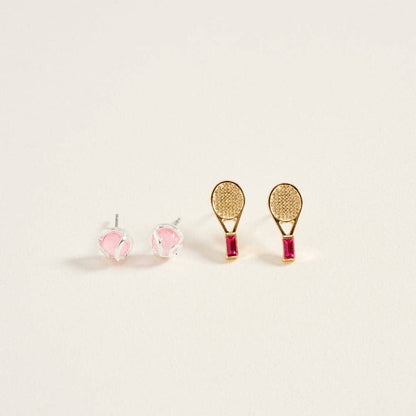Tennis Ball and Racket Earring Set