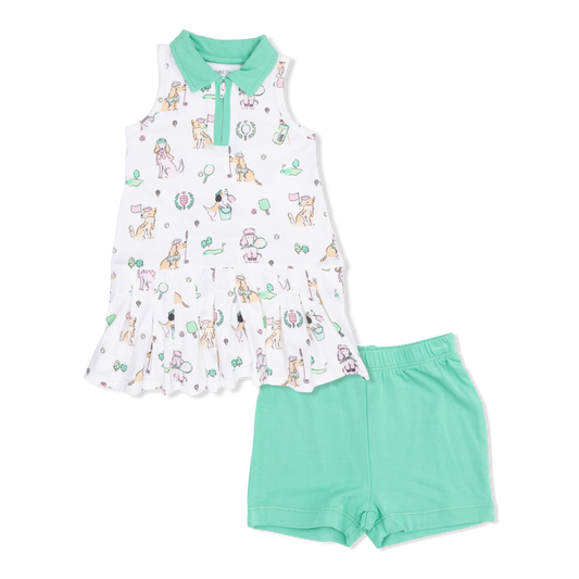 Country Club Dogs Tennis Dress Set in Pink