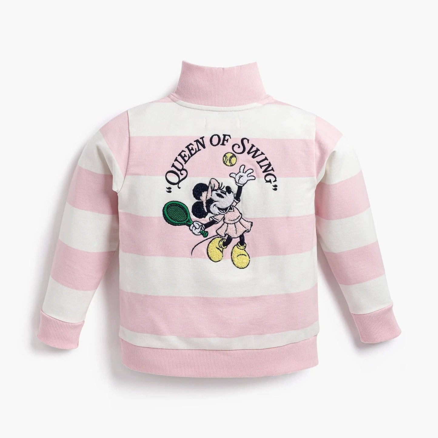 Quarter Zip Tennis Sweatshirt in Pink Stripe