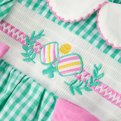 Pickle Ball Smocked Bow Baby Romper