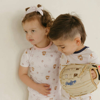 Pink Baseball Bamboo Short Sleeve Pajamas