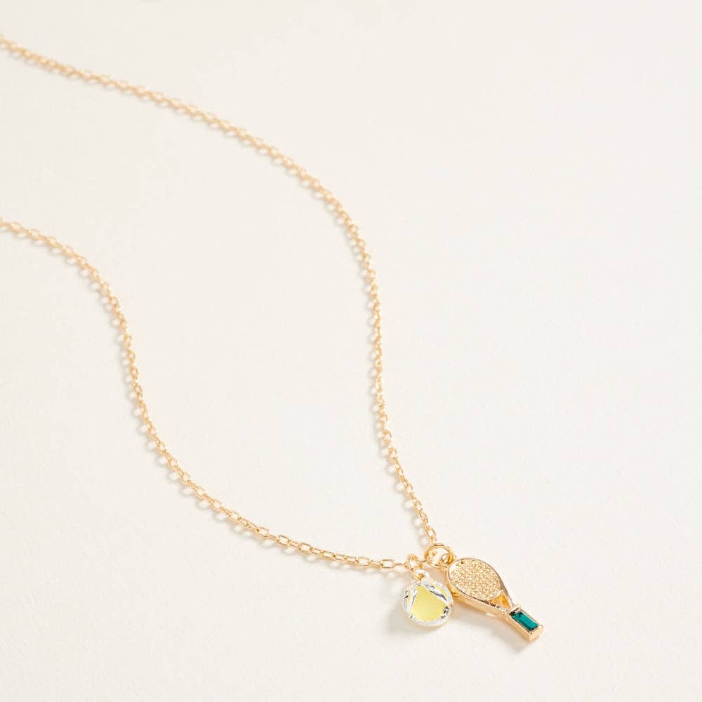 Tennis Racket and Ball Charm Necklace