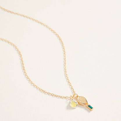 Tennis Racket and Ball Charm Necklace