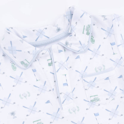 Golf Trellis Polo and Casual Short Set in Blue
