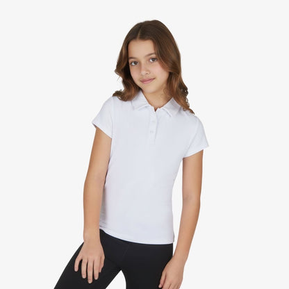 Girls Lux Short Sleeve Polo in white