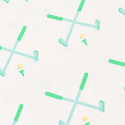 golf pattern with green crossed golf clubs and yellow ball