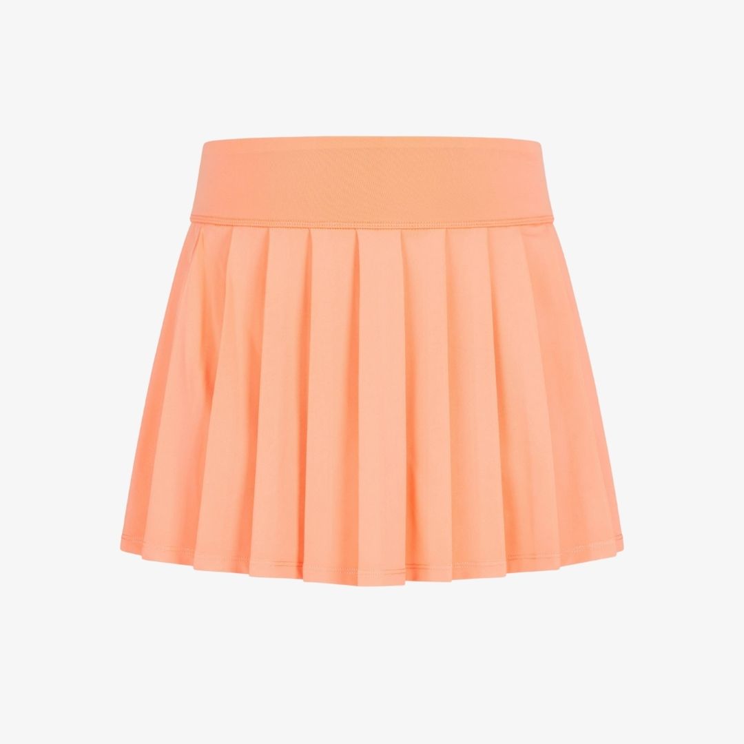 Girls jersey pleated everyday skort in dessert flower (an orange/coral color)