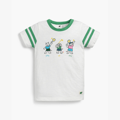 kids tennis and golf tshirt with cartoon dogs playing sports